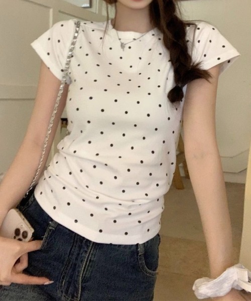 LADY LIKE（レディライク） tシャツ 半袖 ミニドット柄半袖Tシャツ