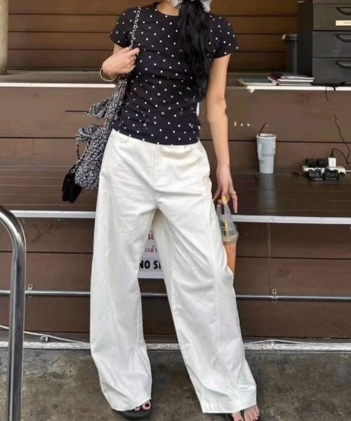 ✨綿100%✨LEONARD レナオールドット柄 半袖TシャツM CENTENA】LUXURY ドット柄ハンドペイントTシャツ | 藤巻百貨店