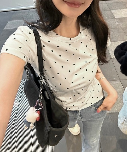 LADY LIKE（レディライク） tシャツ 半袖 ミニドット柄半袖Tシャツ