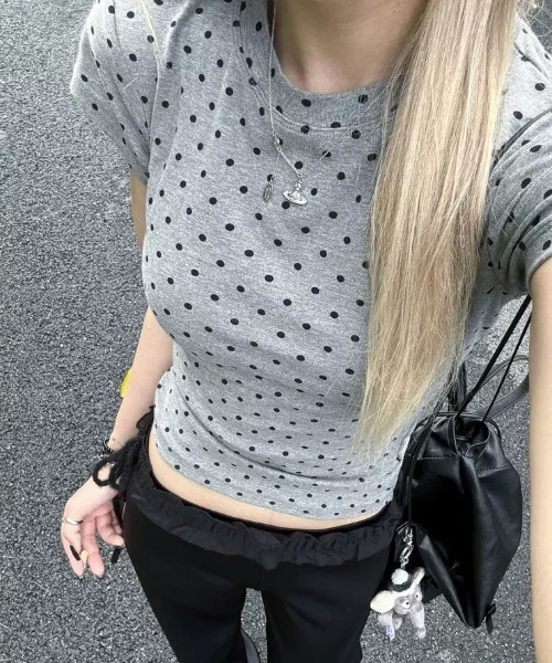 LADY LIKE（レディライク） tシャツ 半袖 ミニドット柄半袖Tシャツ