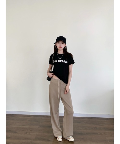 ワイドパンツ パンツ 「選べる丈感」裏さらさらフラットウエストワイド