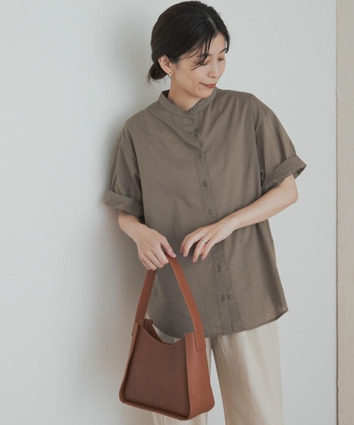 ブラウス シャツ 製品染めロールスリーブブラウス レディース