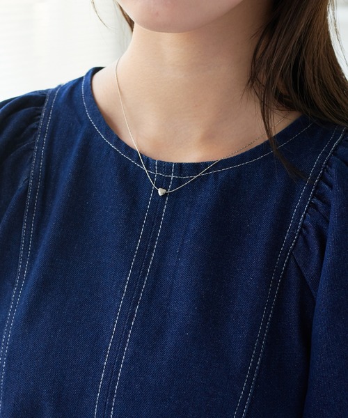 「ECRIRE」 半袖ワンピース M ネイビー レディース_画像3