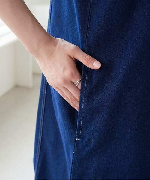 「ECRIRE」 半袖ワンピース M ネイビー レディース_画像6