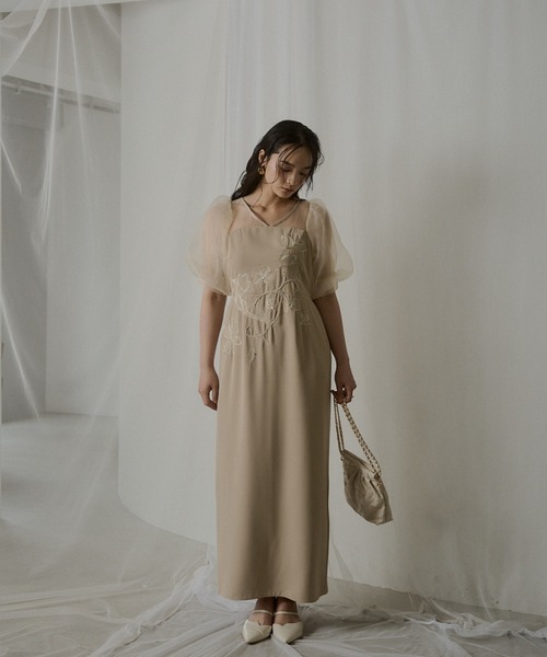 LE'RURE ドレス Puffsleeve embroidery dress : ZOZOTOWN Yahoo