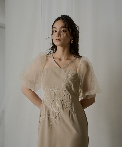 LE'RURE ドレス Puffsleeve embroidery dress : ZOZOTOWN Yahoo