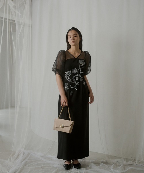 LE'RURE ドレス Puffsleeve embroidery dress : ZOZOTOWN Yahoo