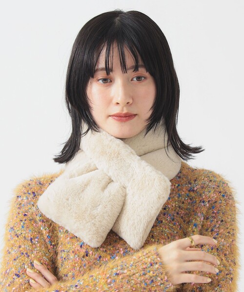 57481 ティペット B：MING by BEAMS マフラー ストール フェイク ファー ミニ ティペット