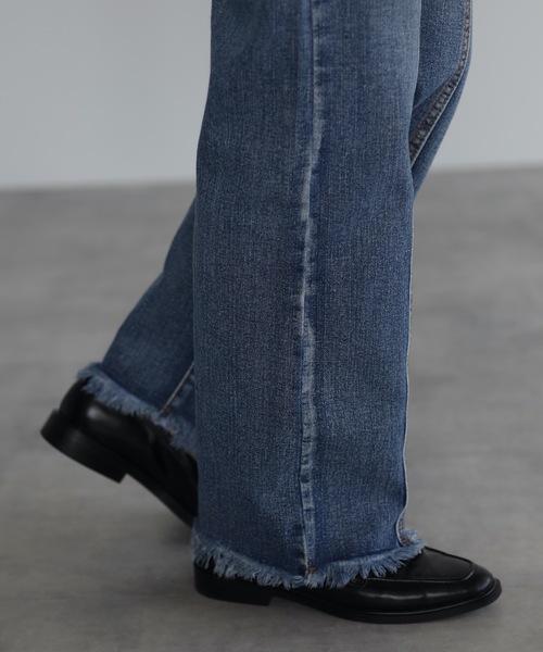 「ap retro」 加工ブーツカットデニムパンツ MEDIUM サックスブルー レディース