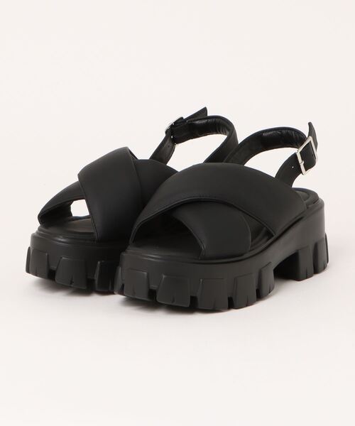 「Juze」 フラットサンダル S ブラック レディース_画像2