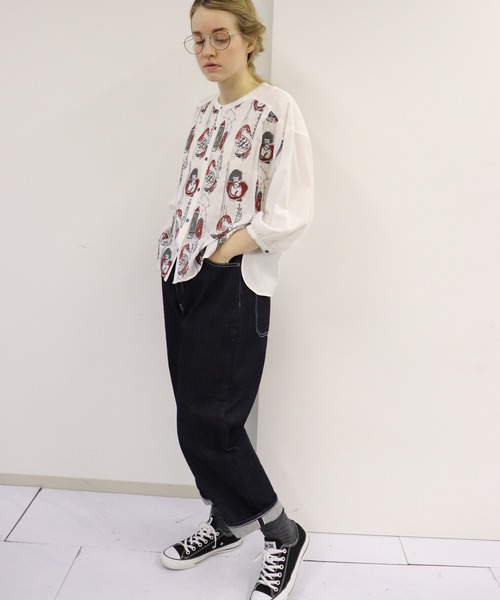 「haupia」 7分袖ブラウス MEDIUM ネイビー レディース_画像3