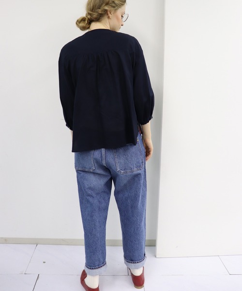 「haupia」 7分袖ブラウス MEDIUM ネイビー レディース_画像5