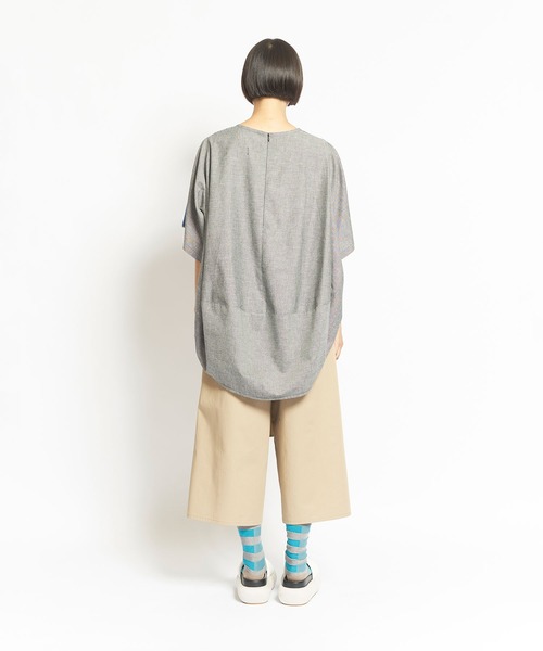 「gomme」 半袖ブラウス MEDIUM ブラック×ブルー レディースの画像