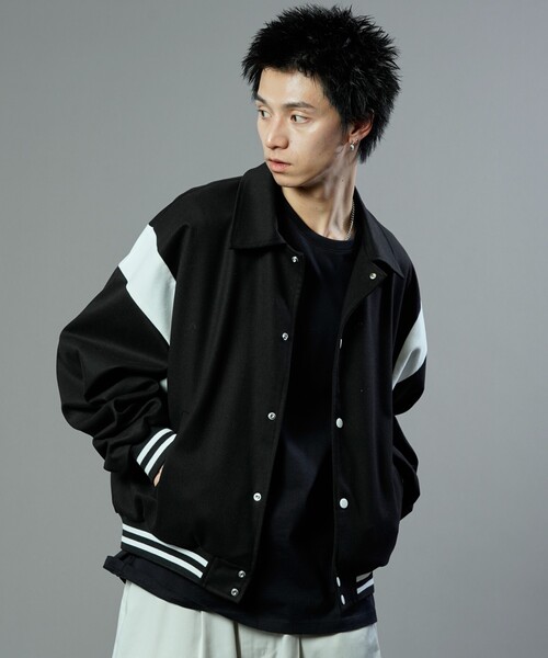 PUBLUX」 スタジャン MEDIUM ブラック メンズ WEB限定】ブラック 