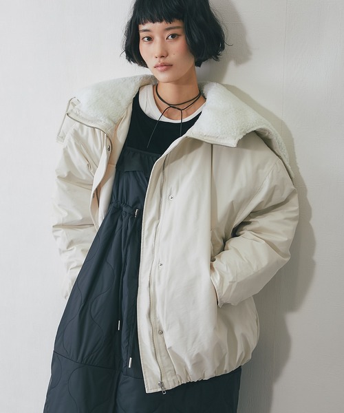 ブルゾン アウター 2WAYフード付きボアジャケット レディース