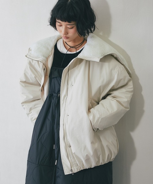 ブルゾン アウター 2WAYフード付きボアジャケット レディース