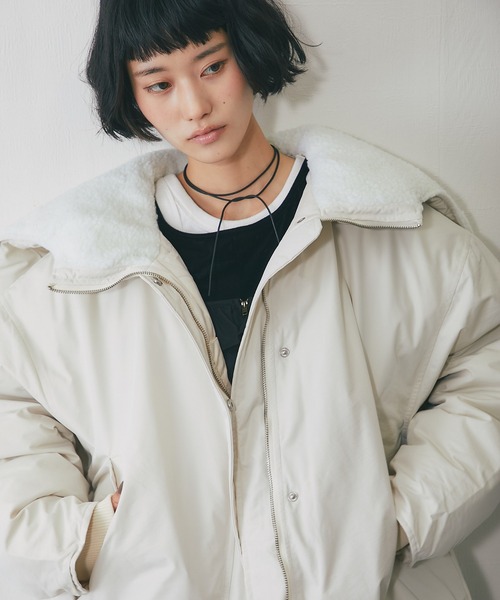ブルゾン アウター 2WAYフード付きボアジャケット レディース