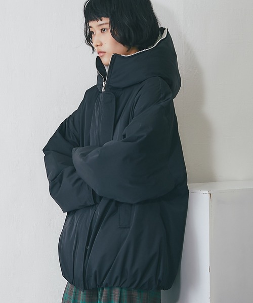 ブルゾン アウター 2WAYフード付きボアジャケット レディース