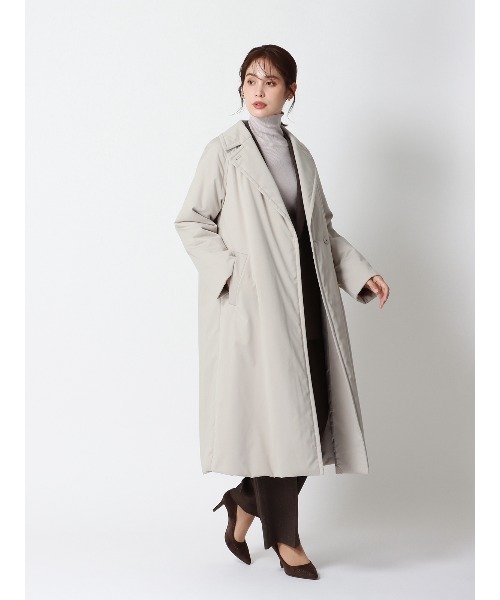 コート アウター 中綿ロングコート ポリエステル 無地 レディース