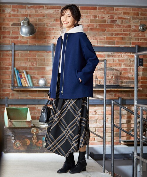「ANY」 ノーカラーコート F ベージュ レディース_画像9
