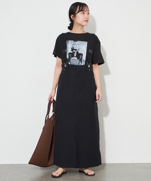 スローブイエナ　サロペットロングスカート SLOBE IENA（スローブイエナ） サロペットスカート 38 ブラック