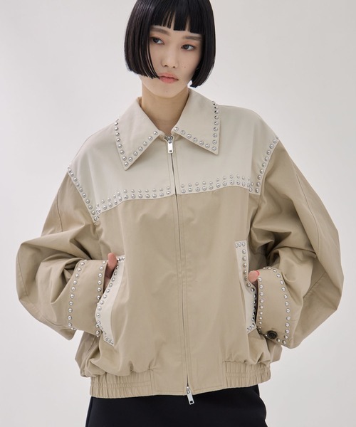 コート アウター 「CLANE/クラネ」W COLOR STUDDED DRIZZLER JACKET/ダブルカラースタッズショートブルゾンの画像