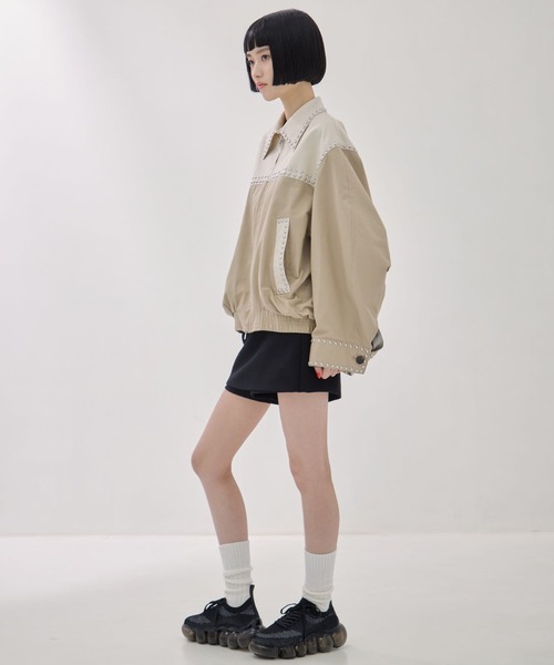 コート アウター 「CLANE/クラネ」W COLOR STUDDED DRIZZLER JACKET/ダブルカラースタッズショートブルゾンの画像