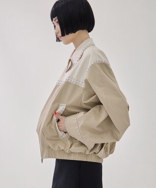 コート アウター 「CLANE/クラネ」W COLOR STUDDED DRIZZLER JACKET/ダブルカラースタッズショートブルゾンの画像