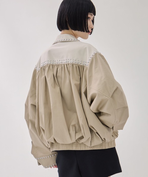 コート アウター 「CLANE/クラネ」W COLOR STUDDED DRIZZLER JACKET/ダブルカラースタッズショートブルゾンの画像