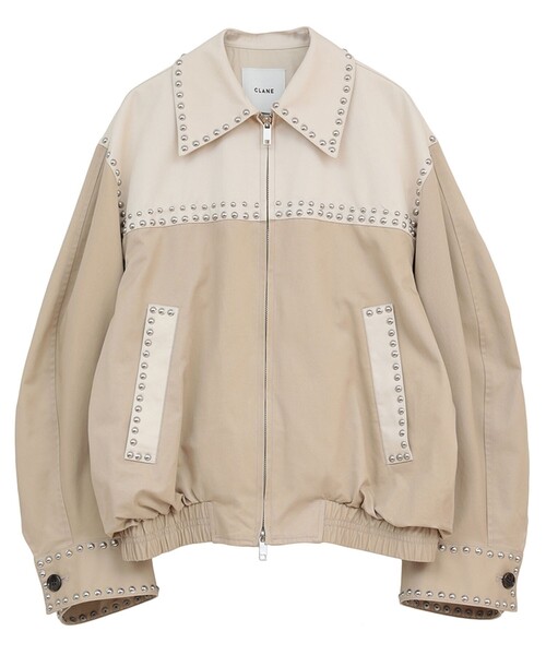 コート アウター 「CLANE/クラネ」W COLOR STUDDED DRIZZLER JACKET/ダブルカラースタッズショートブルゾンの画像