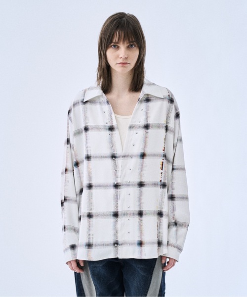PHILTHEORY シャツ Noise check skipper shirts / ノイズチェック