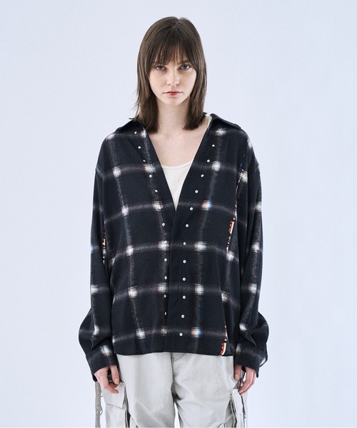 PHILTHEORY シャツ Noise check skipper shirts / ノイズチェック