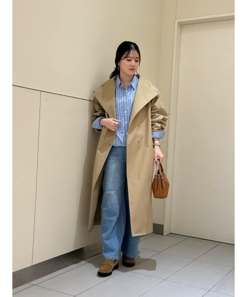 極美品！ヤマダヤ　Age+ ブルー コクーンコート BAILA12月号掲載】【洗えるアウター】ミディ丈コクーンコート(コート