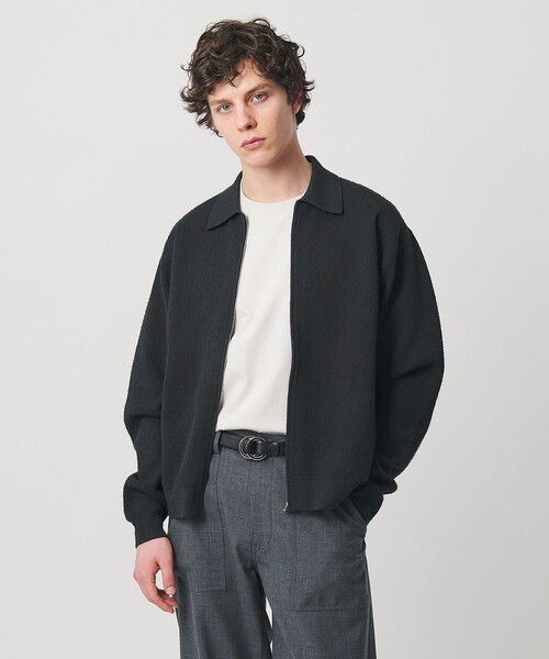 UNITED ARROWS 黒 長袖カーディガン BEAUTY＆YOUTH UNITED ARROWS カーディガン クレープ クルーネック