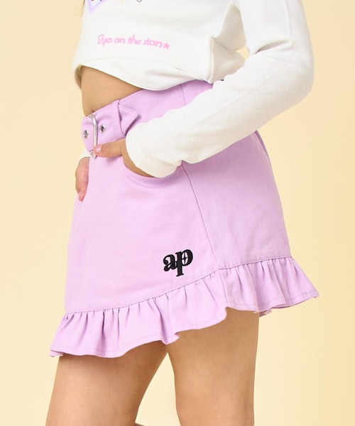 ハトメベルトつきフリルスカート ANAP kids（アナップキッズ） スカート ハートベルト付フリルスカート
