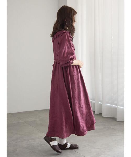 「TSUHARU by Samansa Mos2」 長袖ワンピース F パープル レディース_画像8