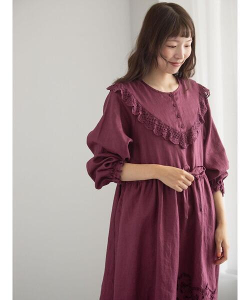 「TSUHARU by Samansa Mos2」 長袖ワンピース F パープル レディース_画像9