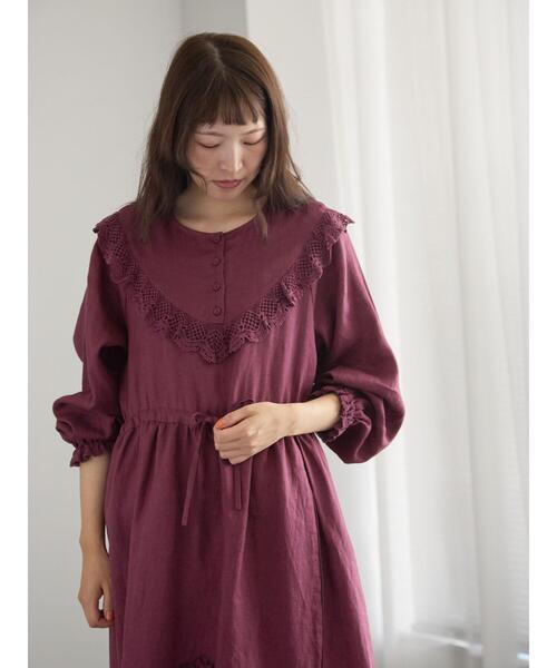 「TSUHARU by Samansa Mos2」 長袖ワンピース F パープル レディース_画像10