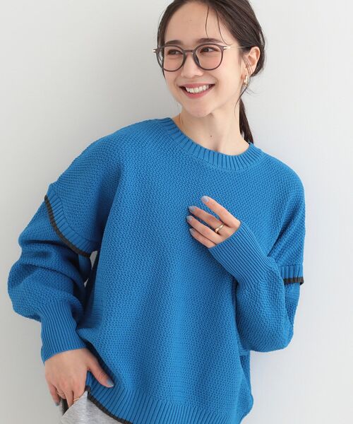 美品　45R ライトブルー ニットセーター スゥェットたつのおとしご SHOO・LA・RUE（シューラルー） ニット セーター 「前後2WAY/S-LL