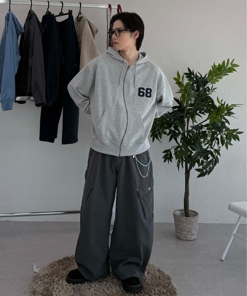 値下げ NOsWEA 黒 フーディー Mサイズ パーカー ナンバリングウェーブジップパーカー メンズ レディース