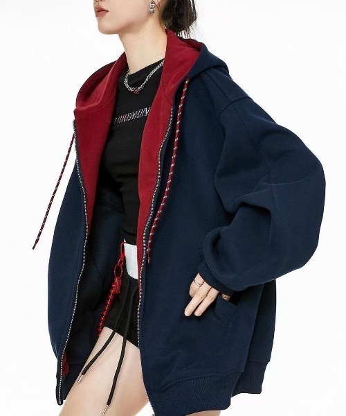 「GEMEDA」 ジップアップパーカー M ダークグレー レディース_画像3