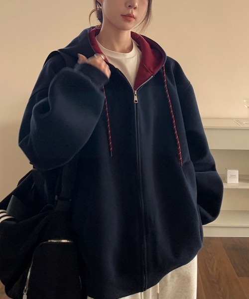 「GEMEDA」 ジップアップパーカー M ダークグレー レディース_画像4