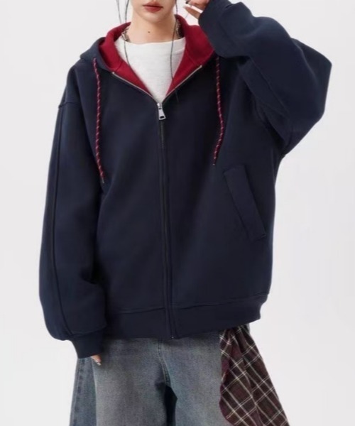 「GEMEDA」 ジップアップパーカー M ダークグレー レディース_画像5