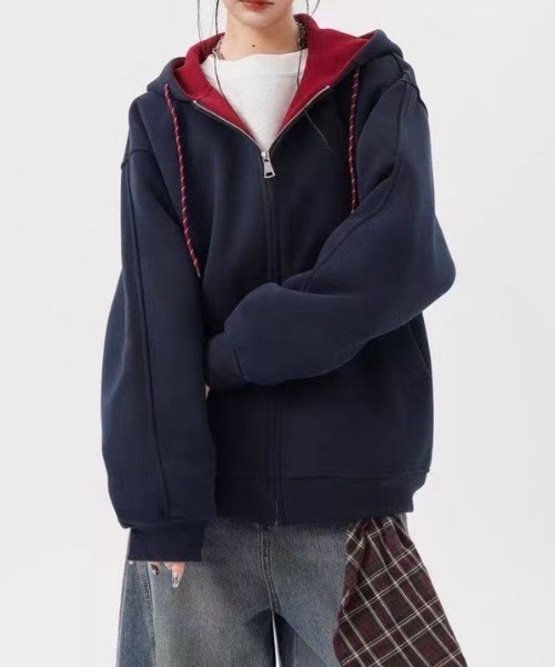 「GEMEDA」 ジップアップパーカー M ダークグレー レディース_画像7