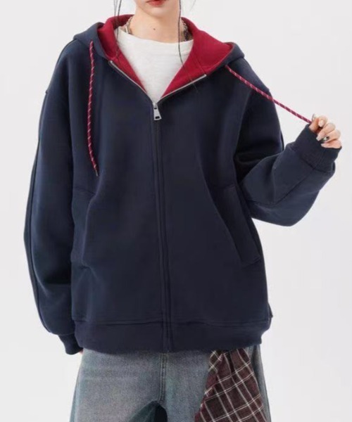 「GEMEDA」 ジップアップパーカー M ダークグレー レディース_画像8