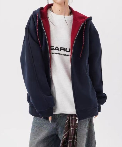 「GEMEDA」 ジップアップパーカー M ダークグレー レディース_画像9