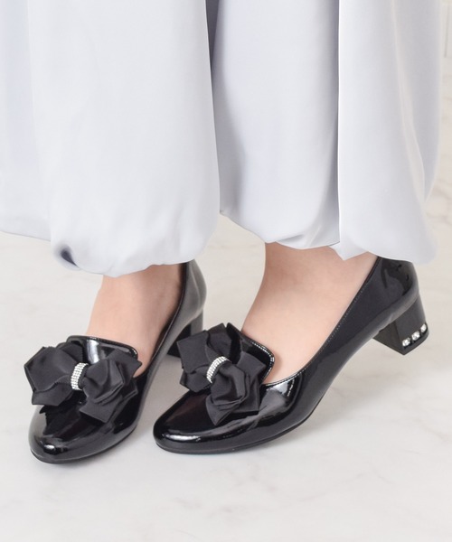 ローファー 「Bridget Birkin」ヒールアップキラキラリボンローファー(561621) レディース