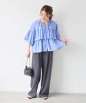パンツ 麻混メランジツータックパンツ レディースの詳細画像3