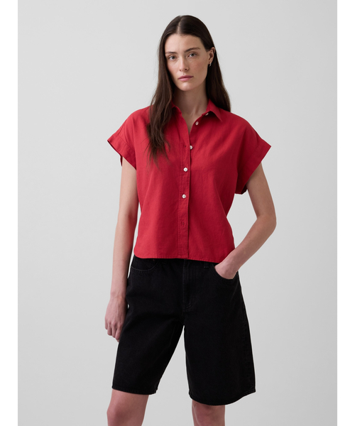 GAP（ギャップ） ブラウス シャツ リネンブレンド オーバーサイズ 