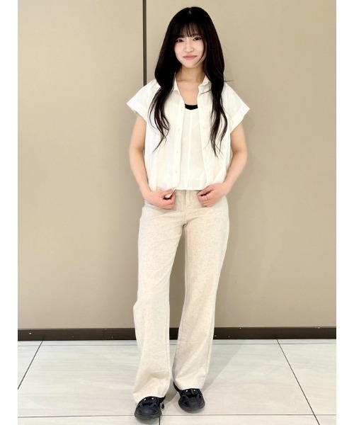 GAP（ギャップ） リネンシャツ ブラウス シャツ 半袖 リネンブレンド 